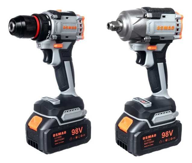 Kit Llave De Llave De Impacto + Taladro Atornillador - Percutor 98v Osmao Negro