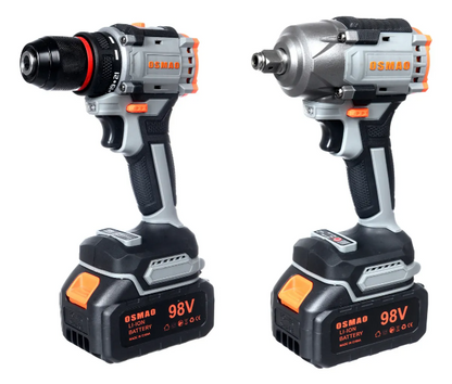 Kit Llave De Llave De Impacto + Taladro Atornillador - Percutor 98v Osmao Negro