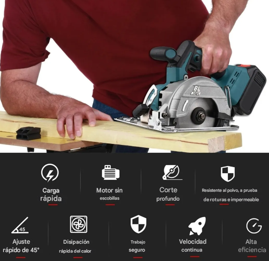 Sierra Circular Inalámbrica 98v Profesional + 2 Baterías