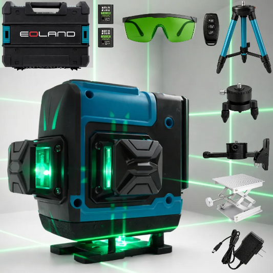 Nivel Láser 16 Líneas Herramienta Autonivelante Super Brightness Trípode Luz 20m Recargable 360 Grados Y Tripode 1 Metro Ajustable