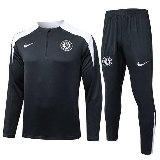 Conjunto de entrenamiento Negro Poleron + Pantalon Chelsea 25-26